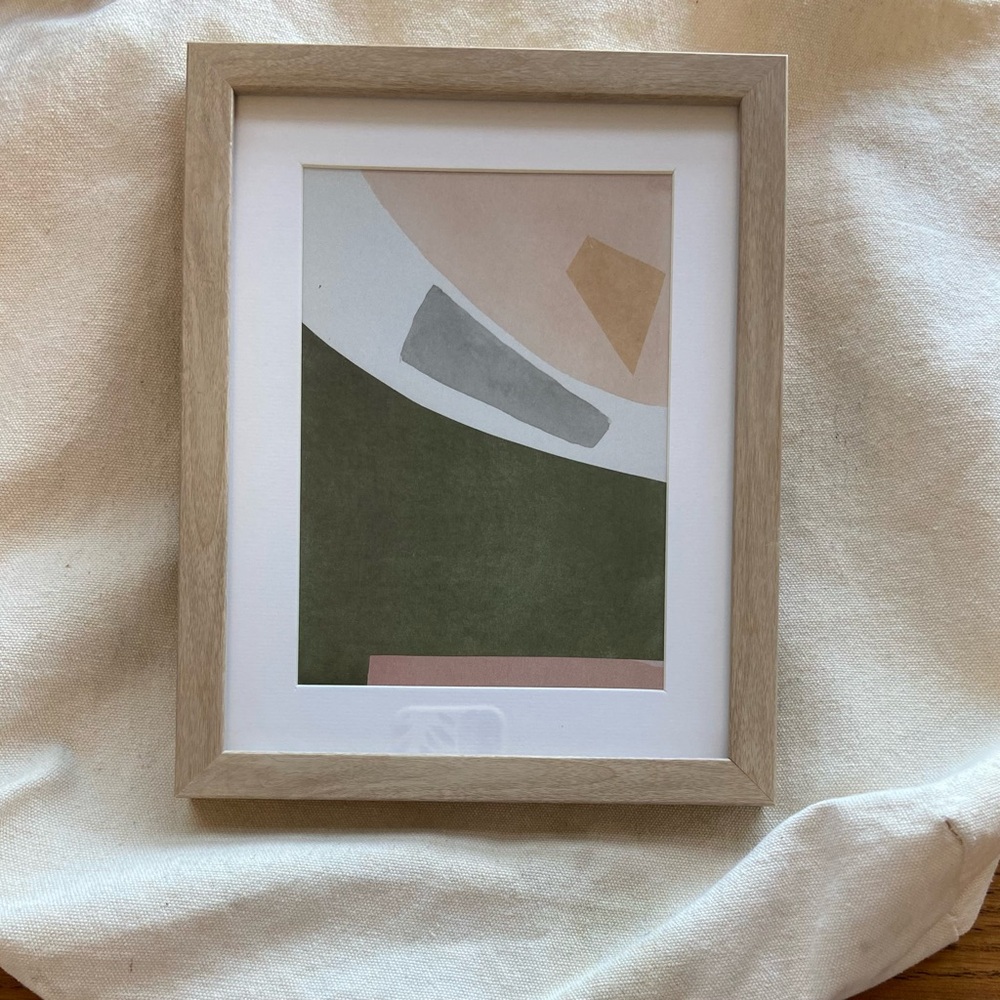 Abstract Green, Gray, and Pink Framed Art